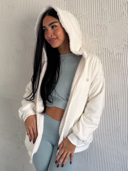 Nuvola White Faux Fur Hoodie