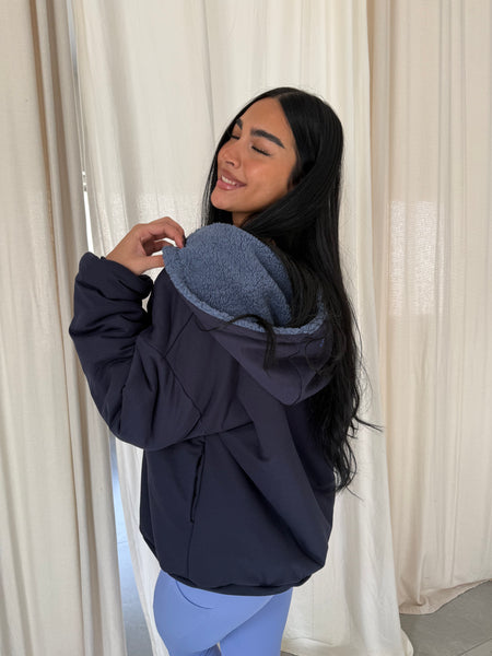 Nuvola Navy Faux Fur Hoodie