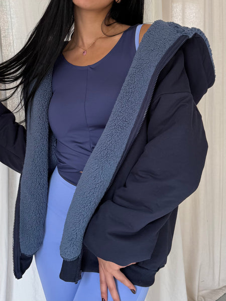 Nuvola Navy Faux Fur Hoodie