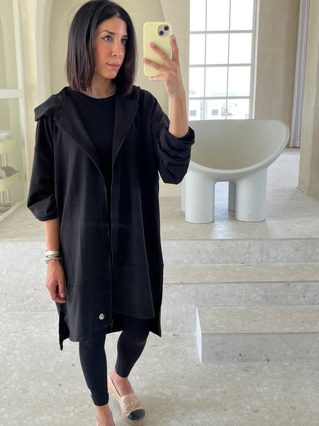 Black Cotton coat long