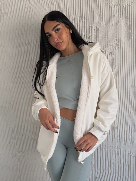 Nuvola White Faux Fur Hoodie
