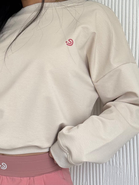 SJ Light Beige Crew PINK LOGO