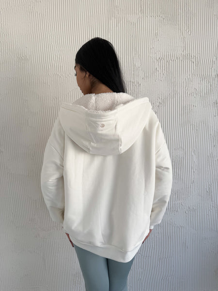 Nuvola White Faux Fur Hoodie