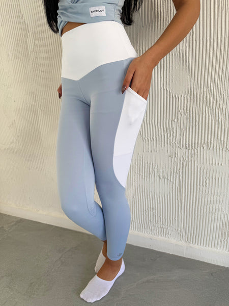 Sky Blue/White 2 Tone Yoga Pants