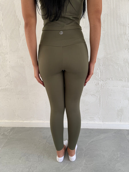 Forest Green Flat Waist Yoga Pants