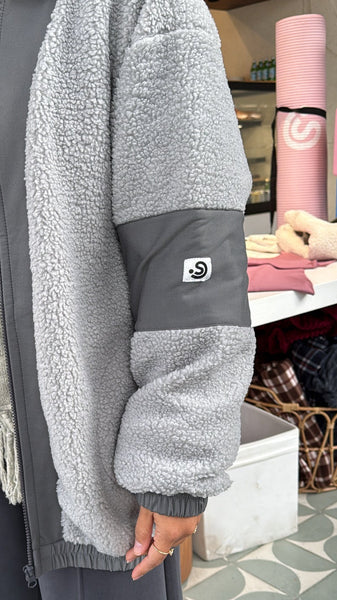 Full Zip Teddy Grey Fur & Grey Lycra