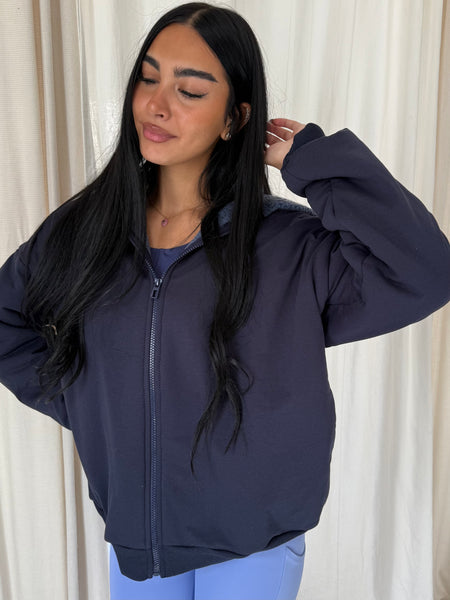Nuvola Navy Faux Fur Hoodie
