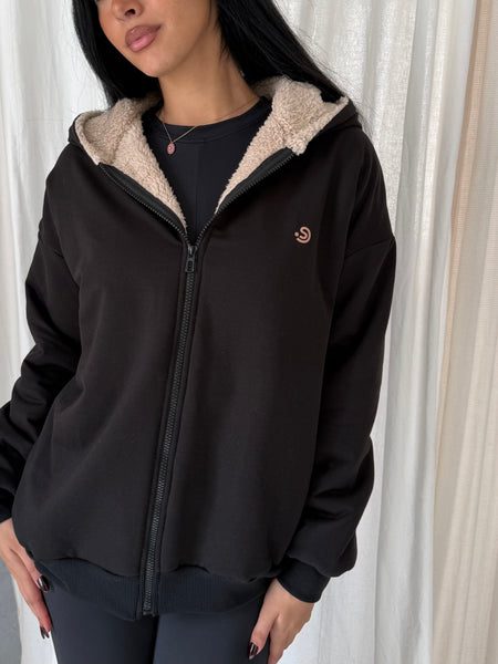 Nuvola Black Faux Fur Hoodie