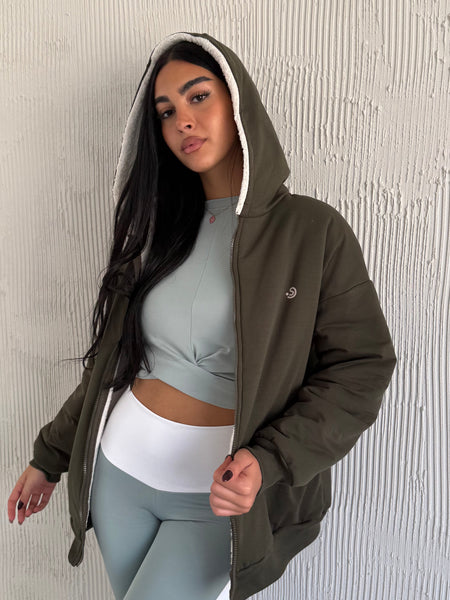 Nuvola Olive Faux Fur Hoodie