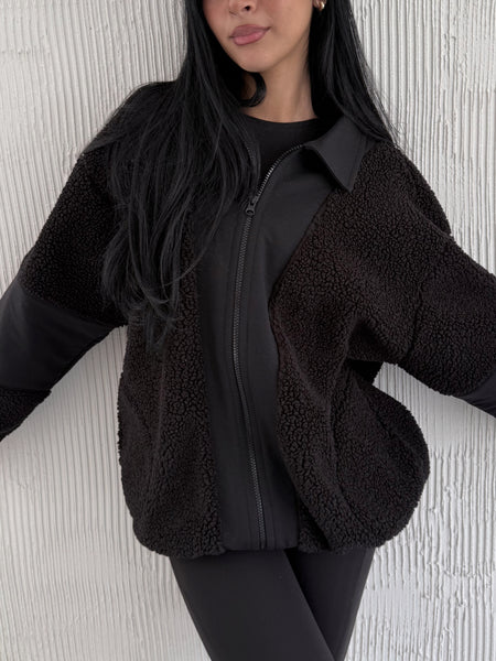 Full Zip Teddy Black