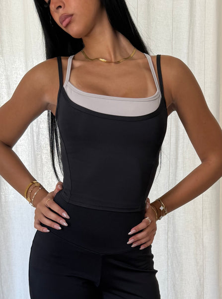 Twin Strap Bra Top Black