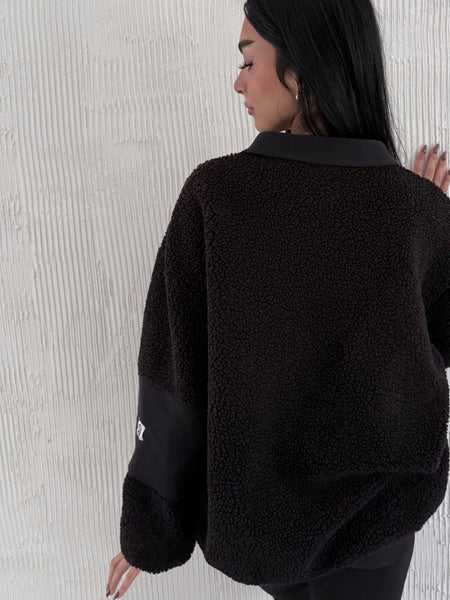 Full Zip Teddy Black