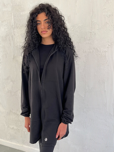 Black Cotton coat long
