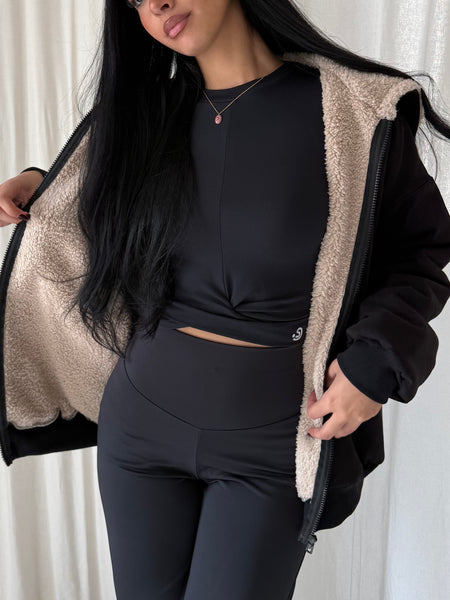 Nuvola Black Faux Fur Hoodie