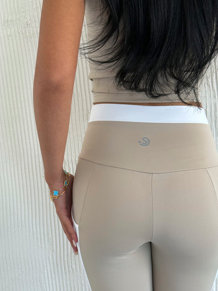 Beige Blue Yoga Pants