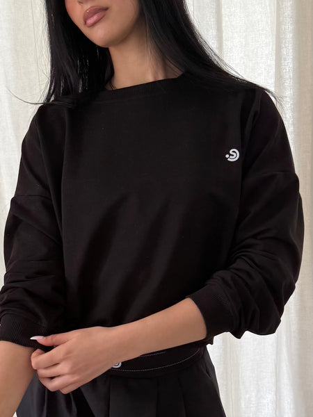 SJ Black Crop Crew