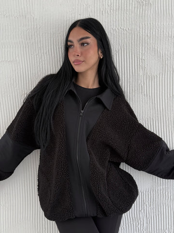 Full Zip Teddy Black