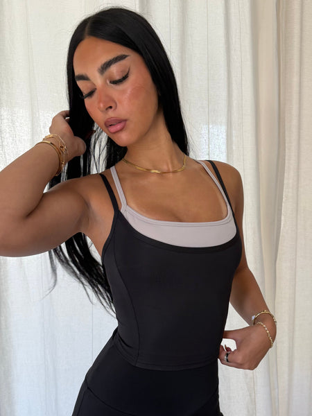 Twin Strap Bra Top Black