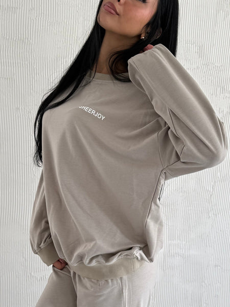 Beige Summer Crew Neck