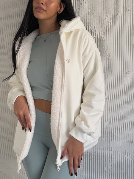 Nuvola White Faux Fur Hoodie
