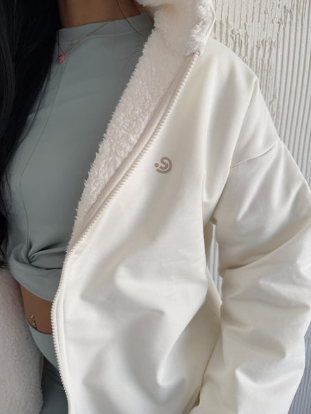 Nuvola White Faux Fur Hoodie