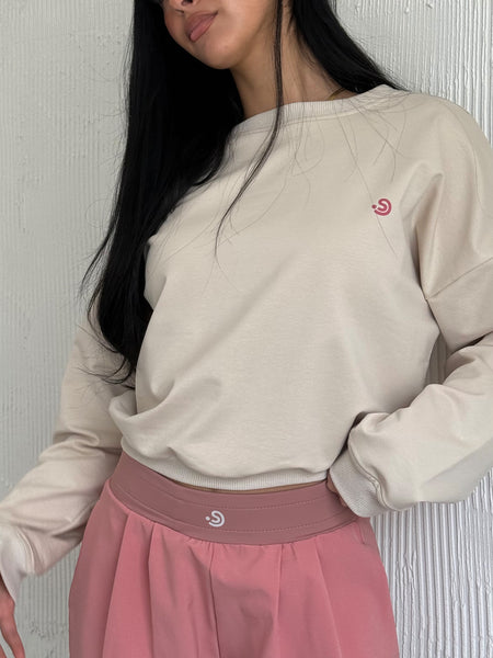 SJ Light Beige Crew PINK LOGO