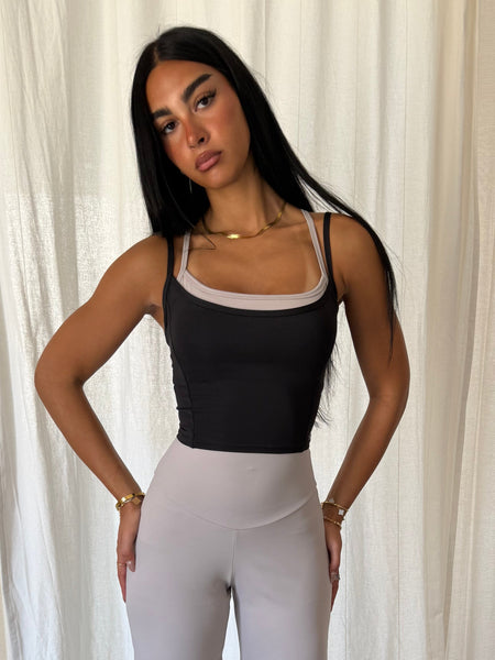 Twin Strap Bra Top Black