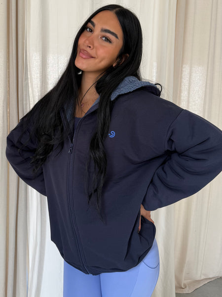 Nuvola Navy Faux Fur Hoodie