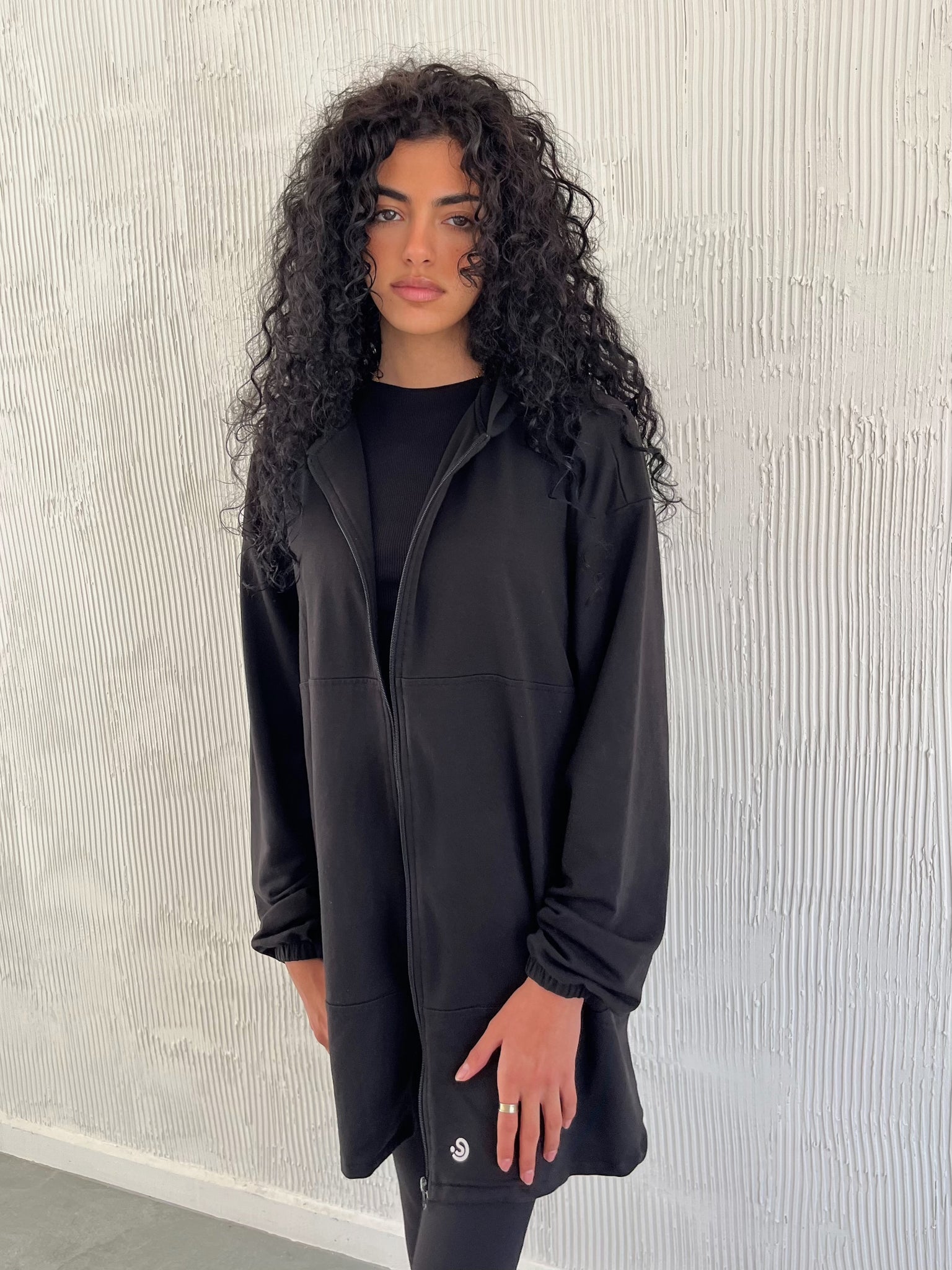Black Cotton coat long
