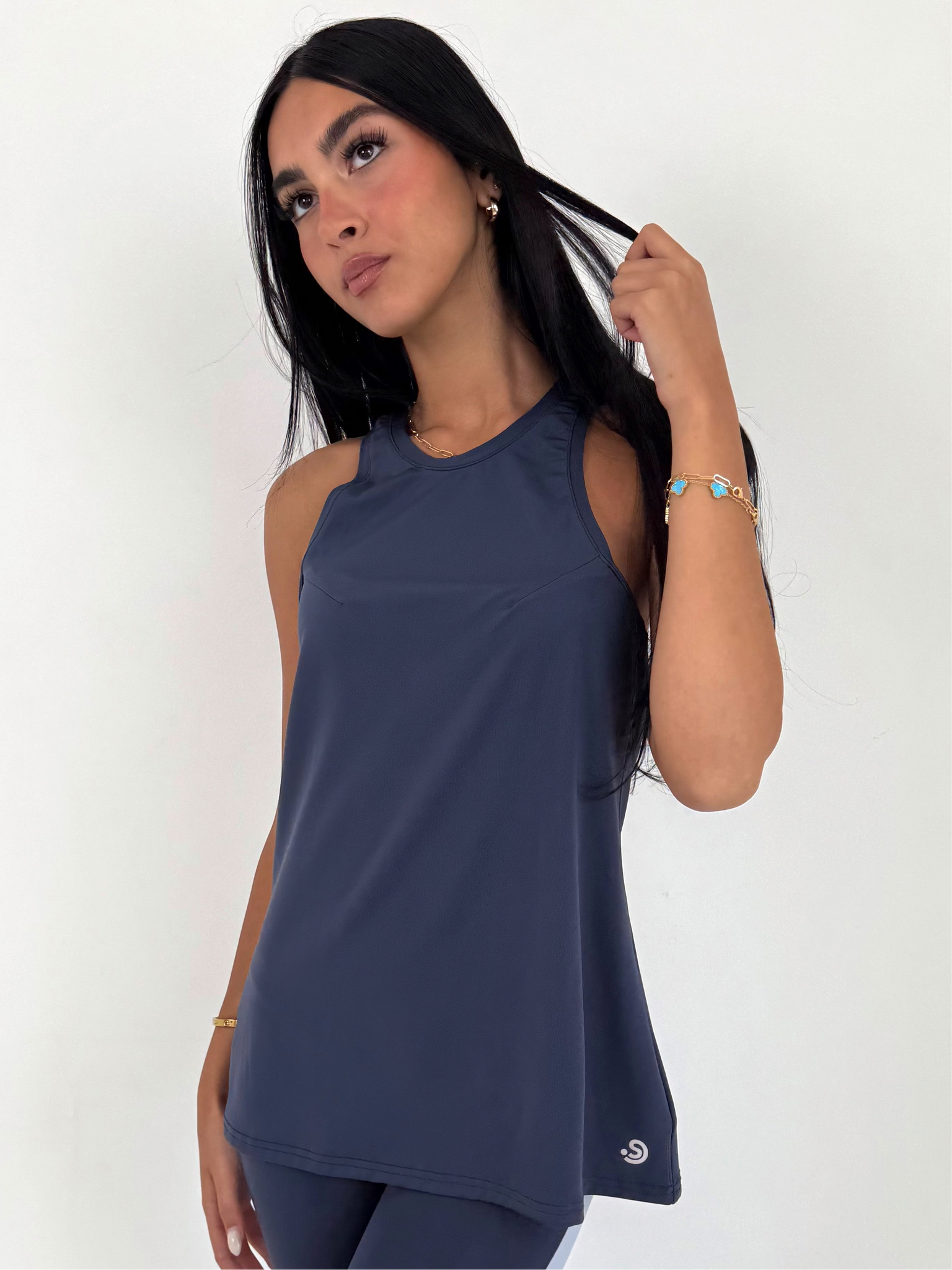 Navy Razor Top