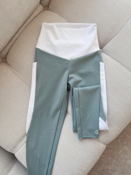 2 Tone Pistachio/White Yoga Pants