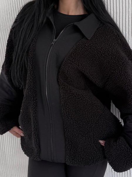 Full Zip Teddy Black