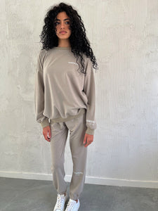 Beige Crew + Jogger SET