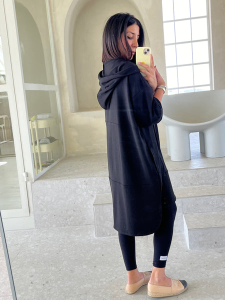 Black Cotton coat long