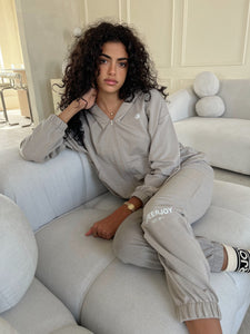 Beige Zip Hoodie + Jogger SET