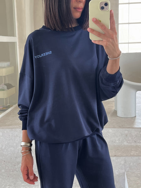 Navy Crew + Jogger SET