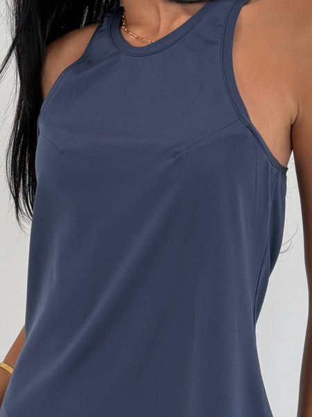 Navy Razor Top